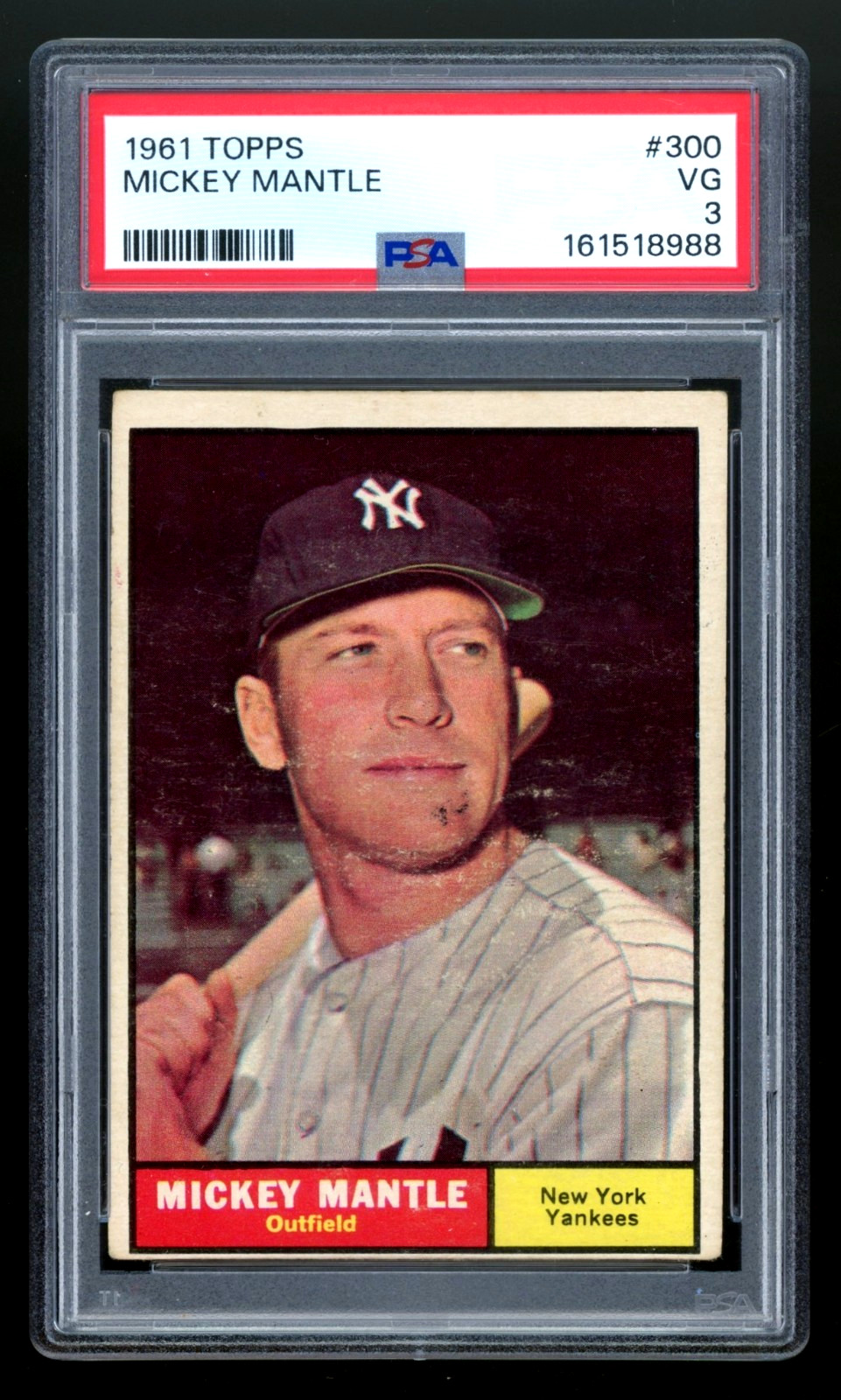 1961 Topps Baseball #300 Mickey Mantle New York Yankees HOF PSA 3 