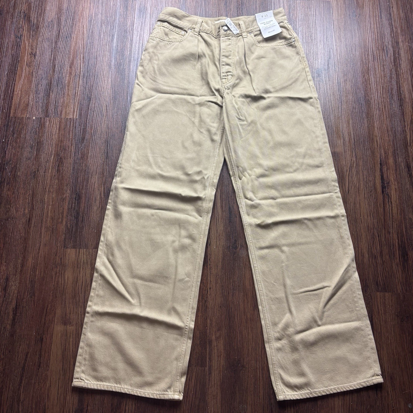 NWT Madewell Low Slung Baggy Wide Leg Jeans Khaki Tan Size W25