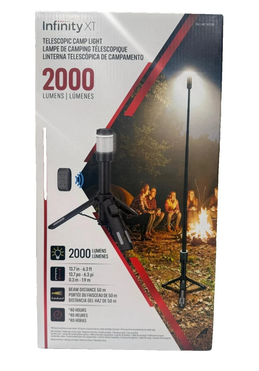 Infinity X1 2000 Lumen Telescopic Camp Light - Telescoping Tripod Camp Light
