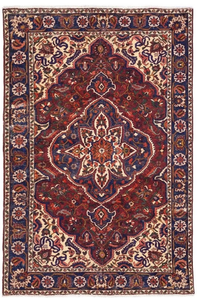 Semi-Antique Distressed Red Floral Oriental Wool Rug Handmade Carpet 7x10 Ft
