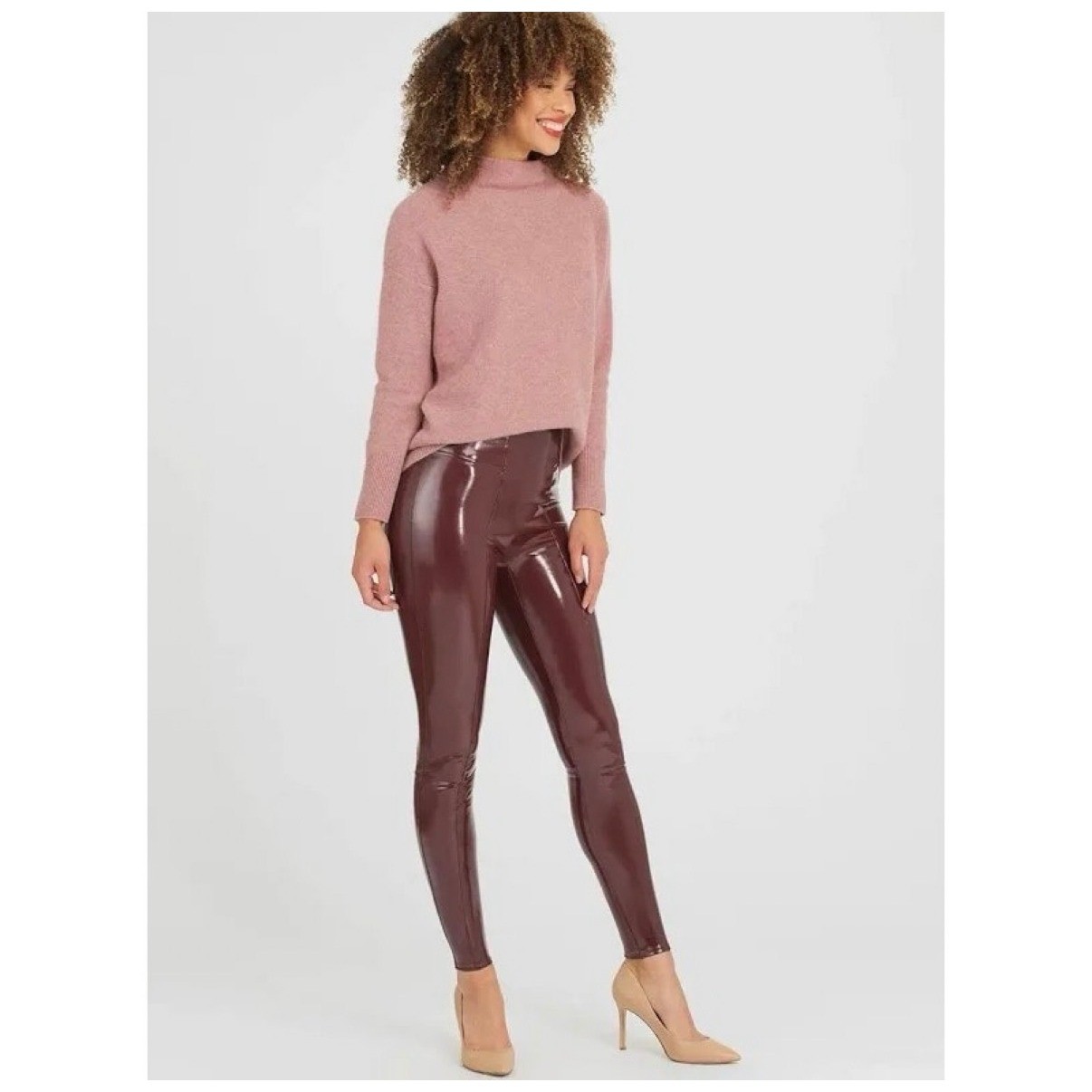 Spanx Faux Patent Leather Leggings Ruby Burgundy High Rise Small S 20301R NWT Spanx Faux Patent Leather Leggings Ruby Burgundy High Rise Small S 20301R NWT