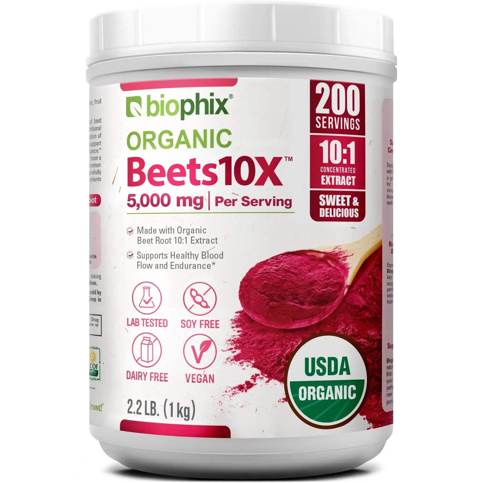 biophix Organic Beets 10X Beet Root Powder 2.2 lb 50000 mg Equivalent