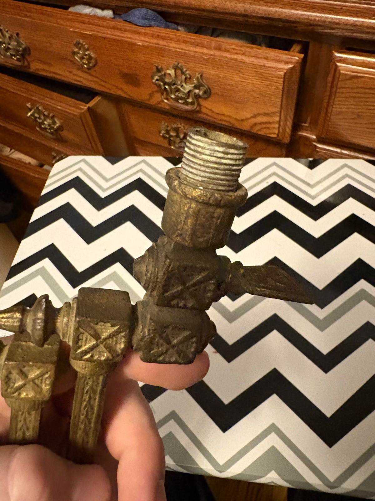 antique cast-brass gas-light wall fixture / sconce assembly antique cast-brass gas-light wall fixture / sconce assembly