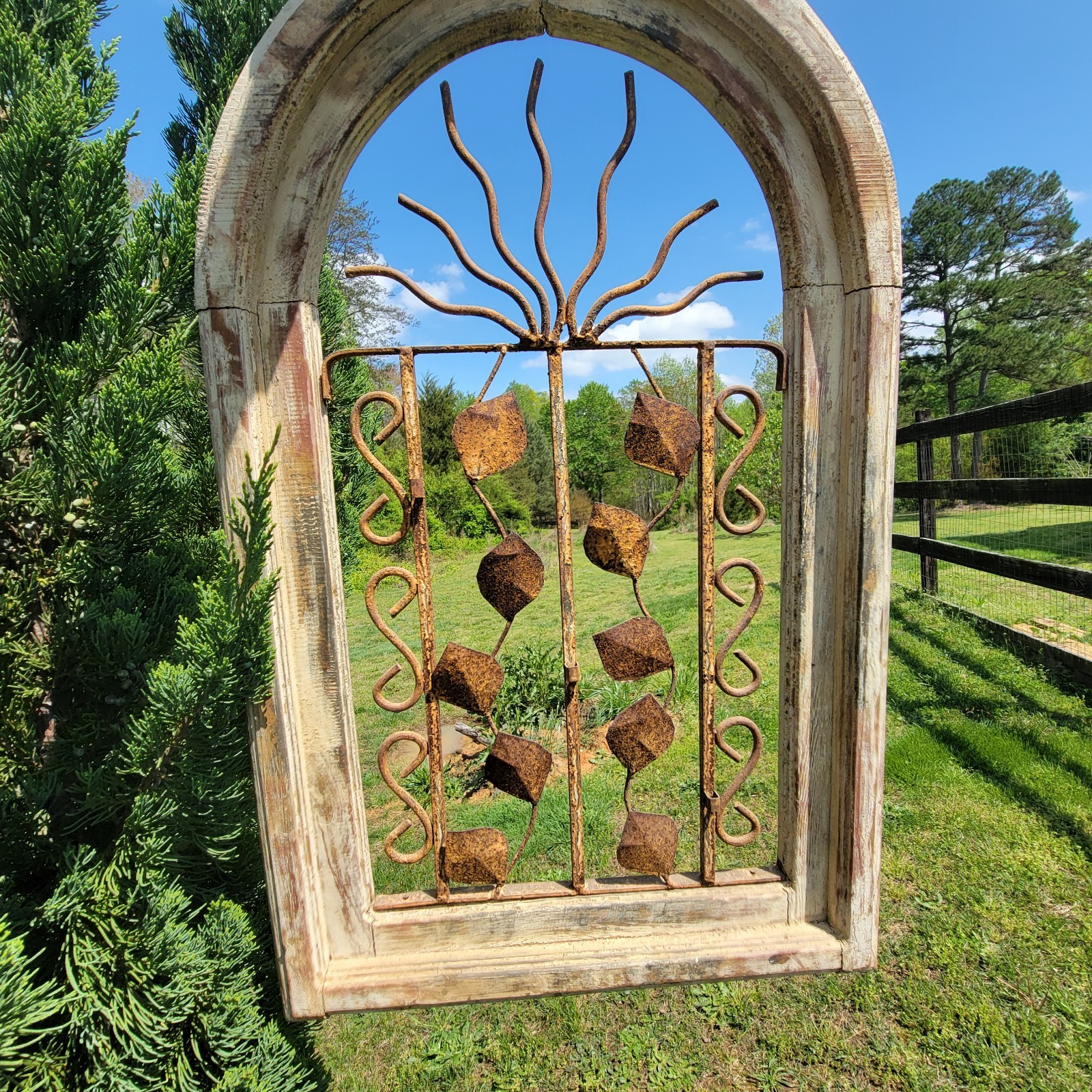 primitive antiques Wrought Iron ART Work In Farmhouse Window Frame primitive antiques Wrought Iron ART Work In Farmhouse Window Frame