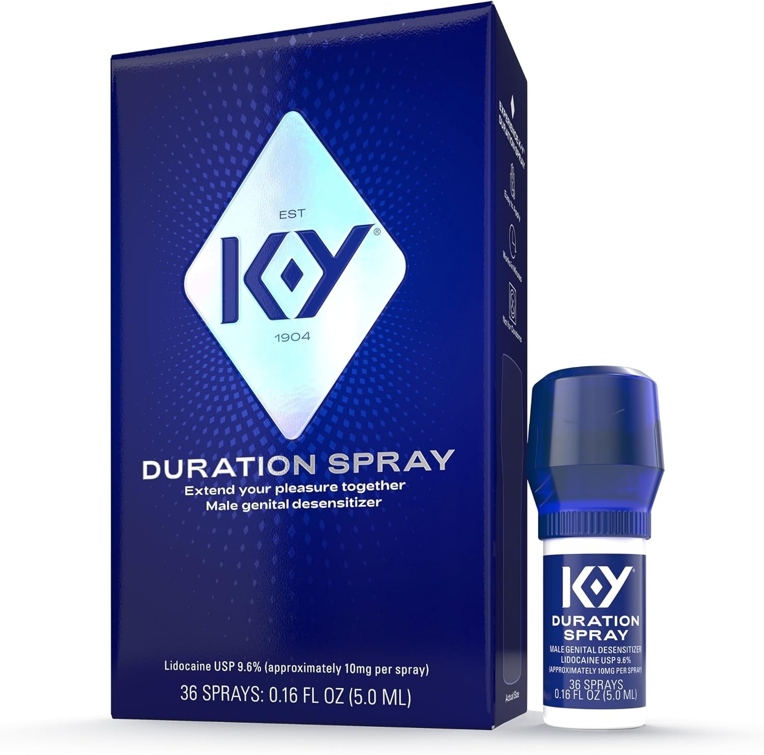K-Y Duration Spray for Men, Male Genital 0.16 Fl Oz (Pack of 1), BLUE Box