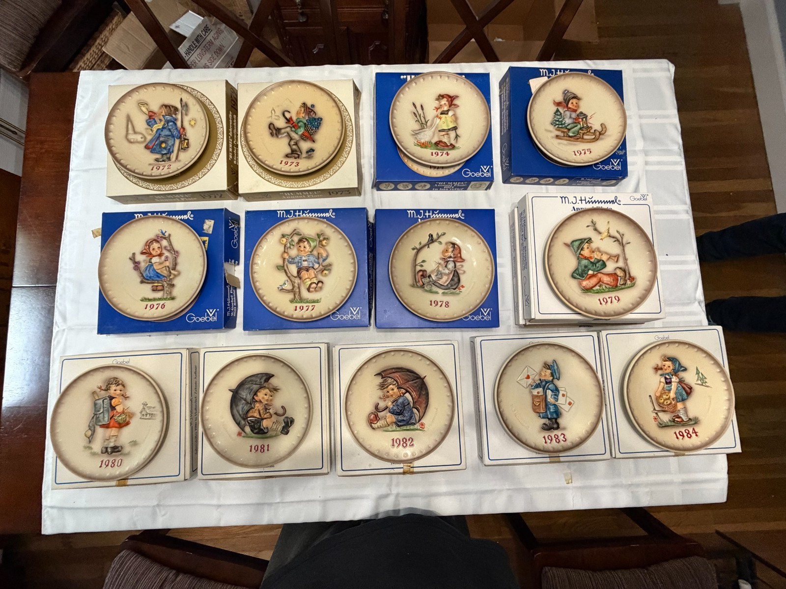 Lot of 14 Vintage Hummel 1972-1984 Annual Plates Base Relief Goebel in Boxes