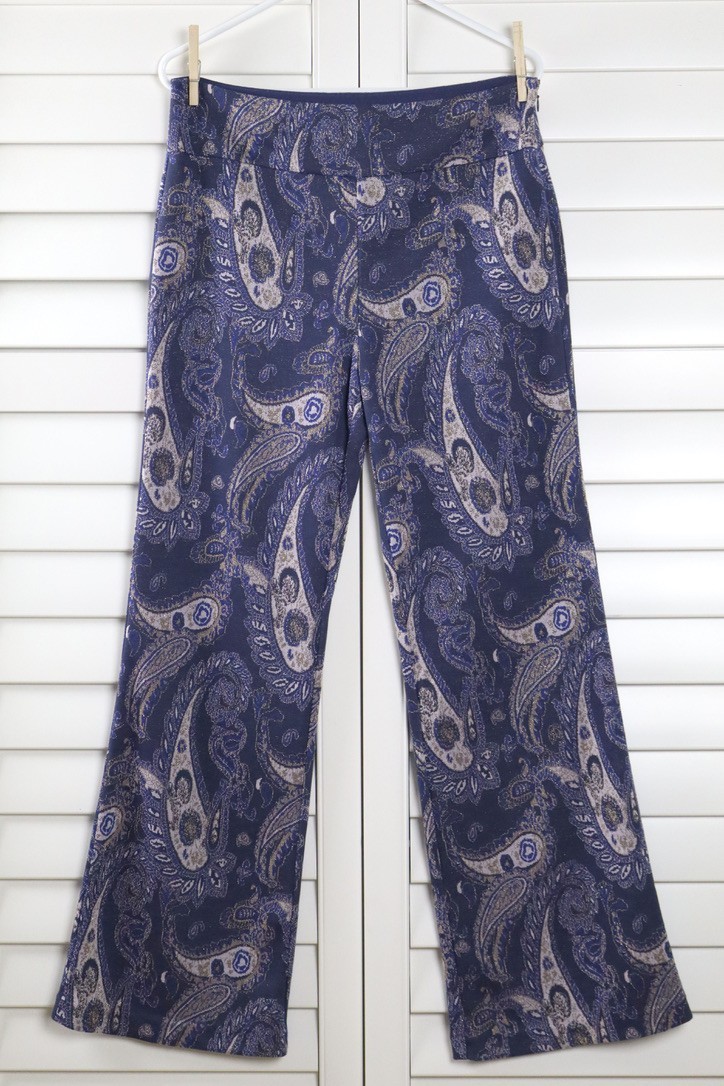ANTHROPOLOGIE NWT $128 Maeve Maria Sparkle Knit Paisley Flared Pants Size 12