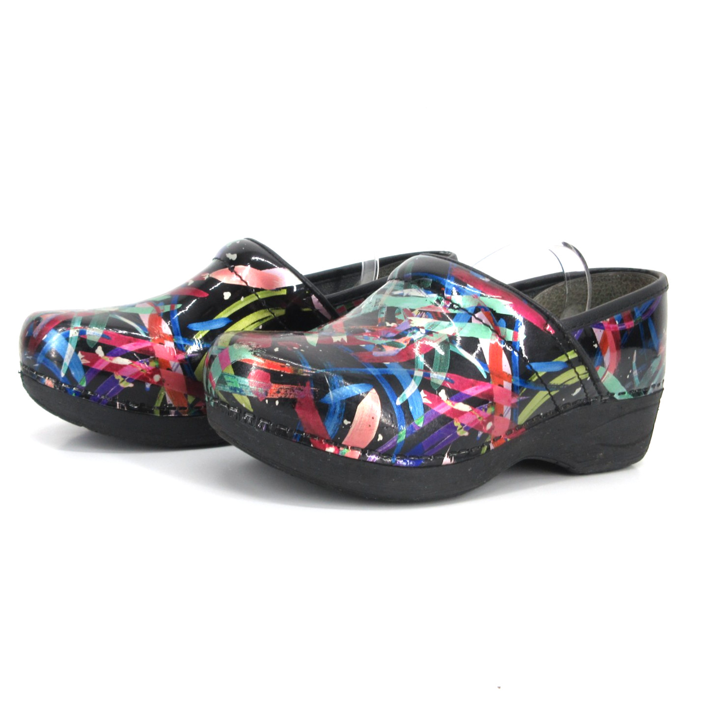 Dansko XP 2.0 Color Patent Leather Clogs Womens US 7.5 EU 37 Multicolor Ribbon