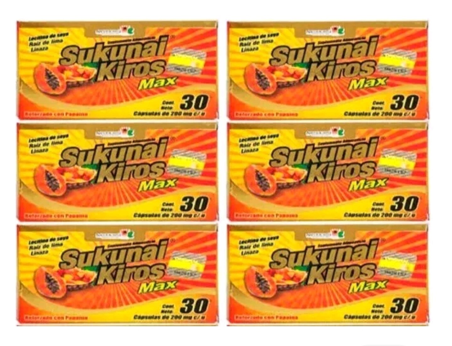 6 Pak C 30 Sukunai Kiros MAX  Original 30 Capsules Fast Buerner Exp 2026.Mexico
