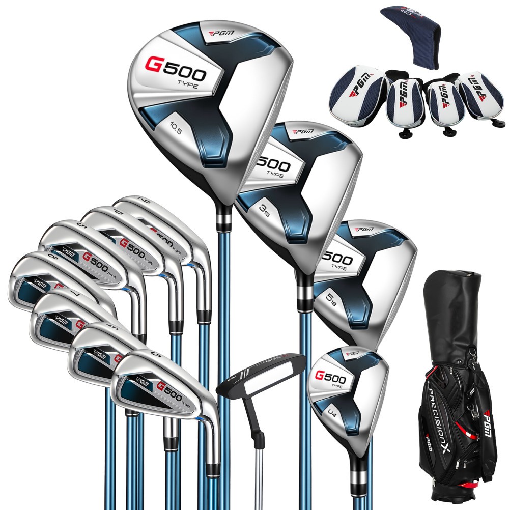 PGM Men’s Complete Golf Club Set – Titanium Driver, Draw-Biased Hybrid w/ Bag