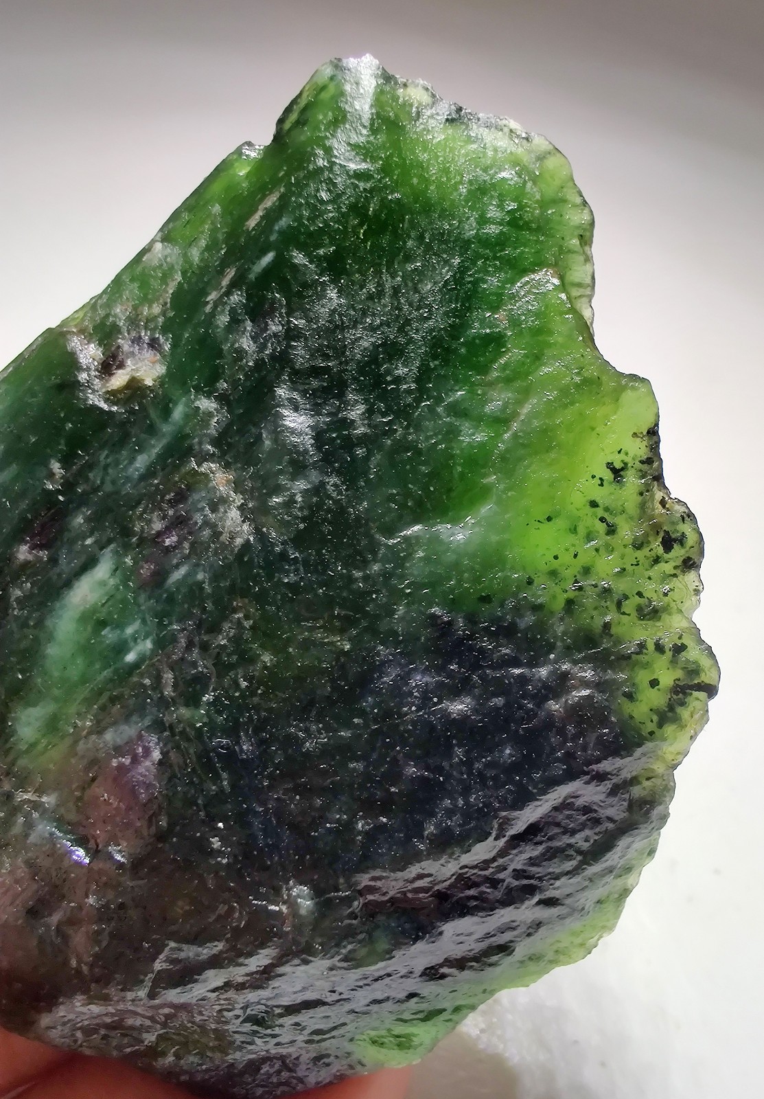 Nephrite Jade, translucent with vibrant green color. Pakistan. 102 grams.