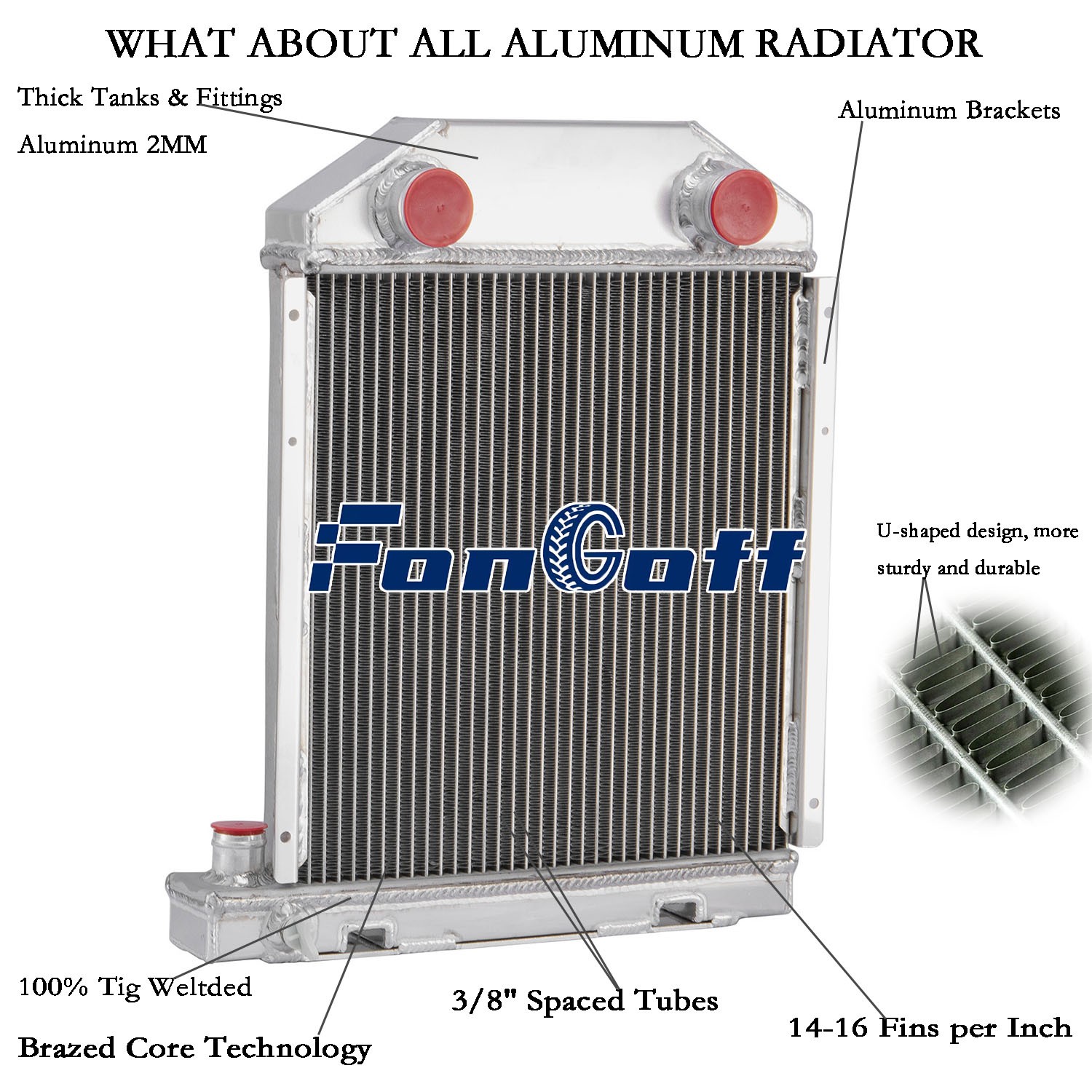 3-Row Core Aluminum Radiator For Fit Ford Holland DEXTA 957E8005 CC957E8005