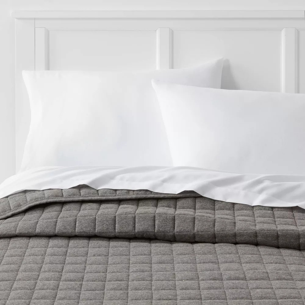 Twin/Twin Extra Long Jersey Quilt Black Heather - Room Essentials:
