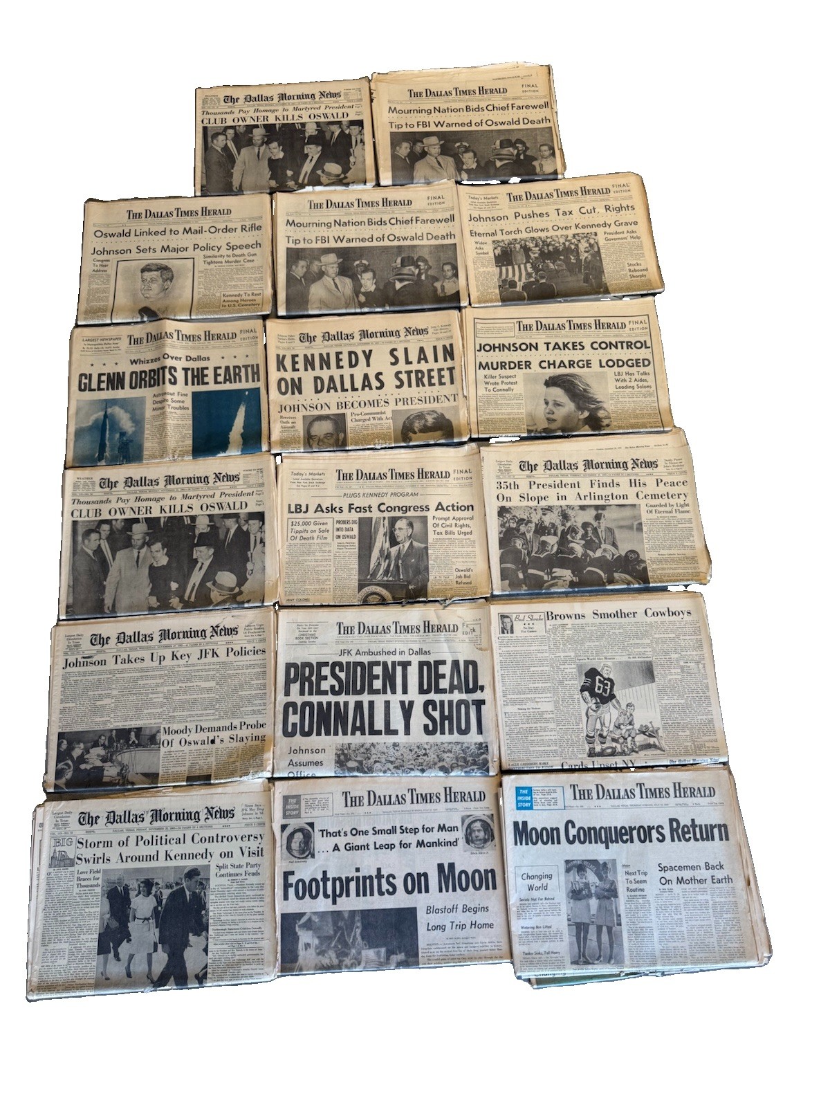 John F. Kennedy JFK Dallas Newspaper Lot (16) Kennedy Slain Oswald Death
