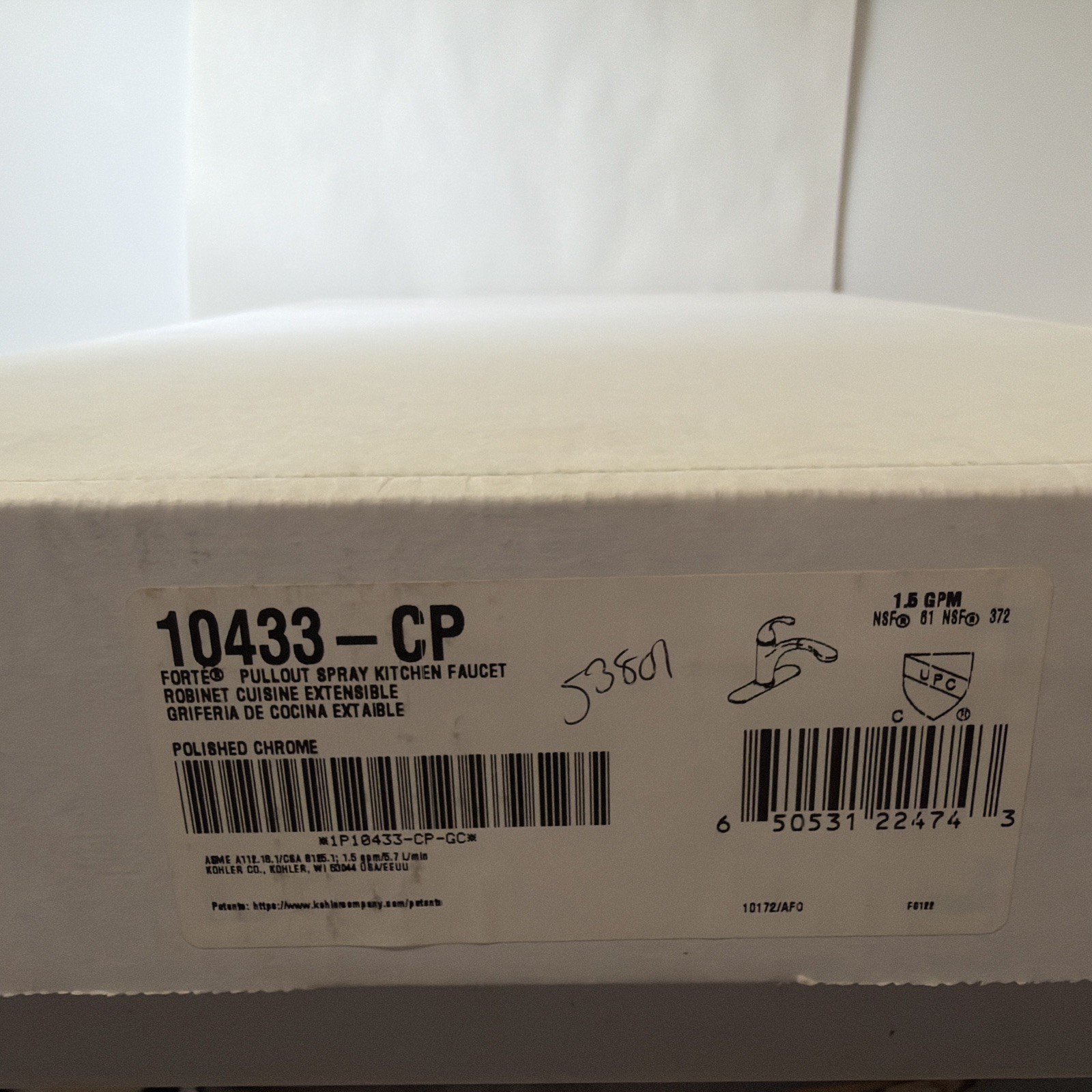New Kohler Forte Single-Handle Pull-Out Sprayer Kitchen Faucet  10433 CP Chrome.