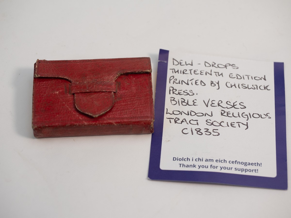Antique 1830's Miniature Book DEWDROPS Thirteenth Edition Leather Wallet Binding