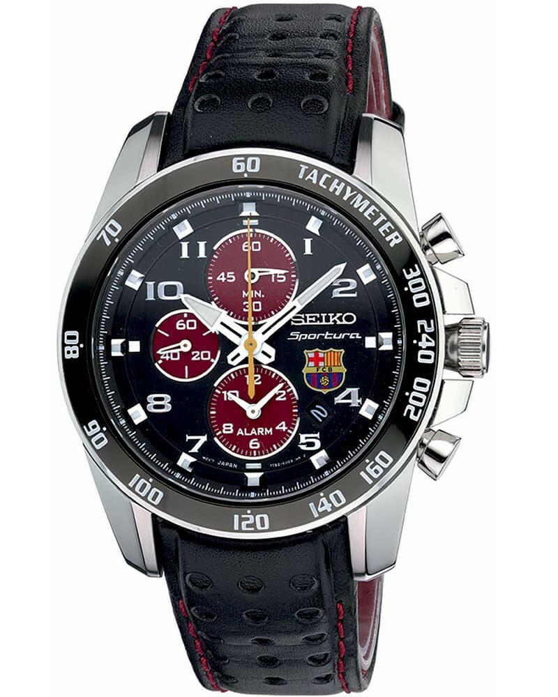 SEIKO Sportura SNAE75P1  FC Barcelona Barca 7T62 Quartz Watch Chrono Football
