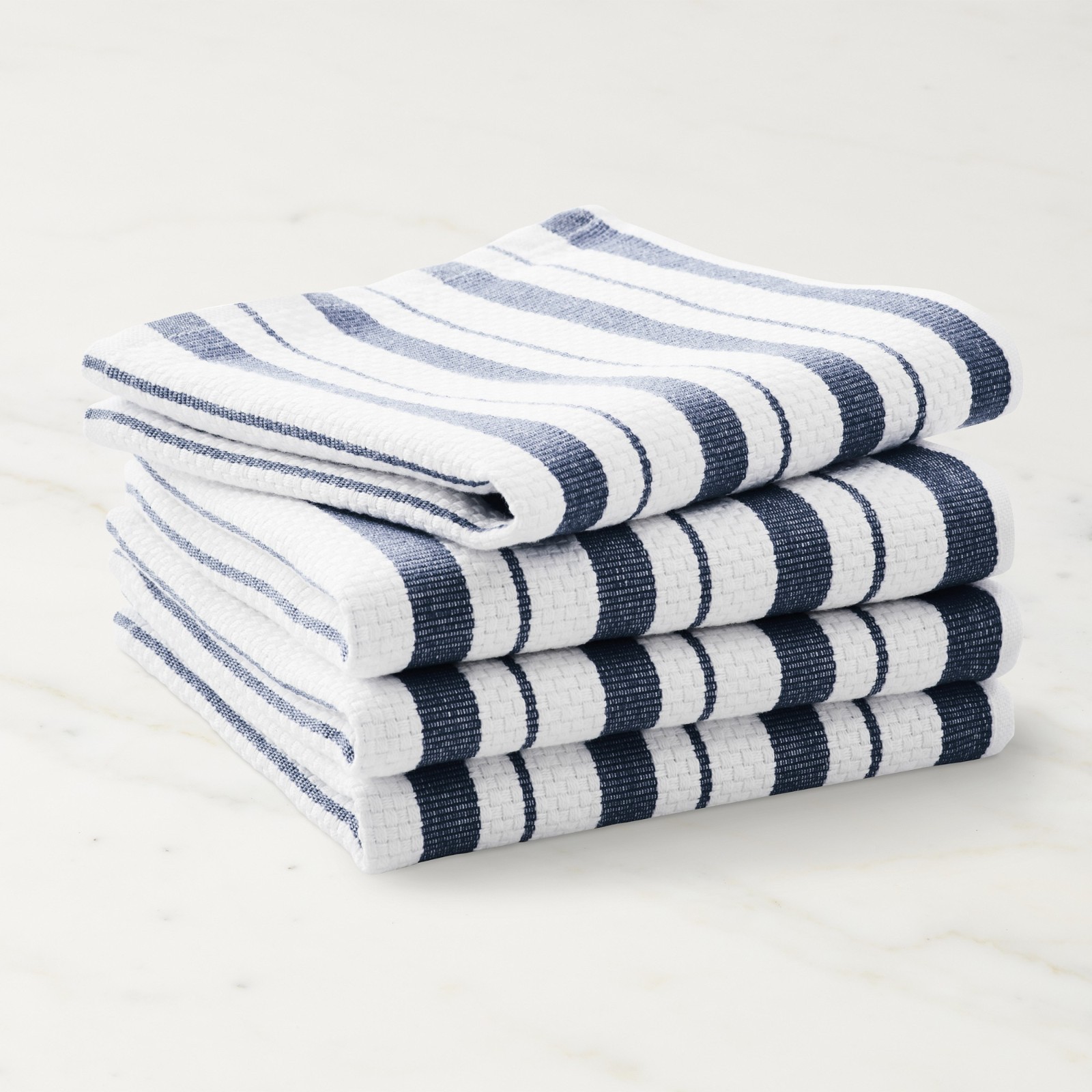 Williams-Sonoma Classic Stripe 100% Cotton Dishcloths Set of 4 (Navy Blue)
