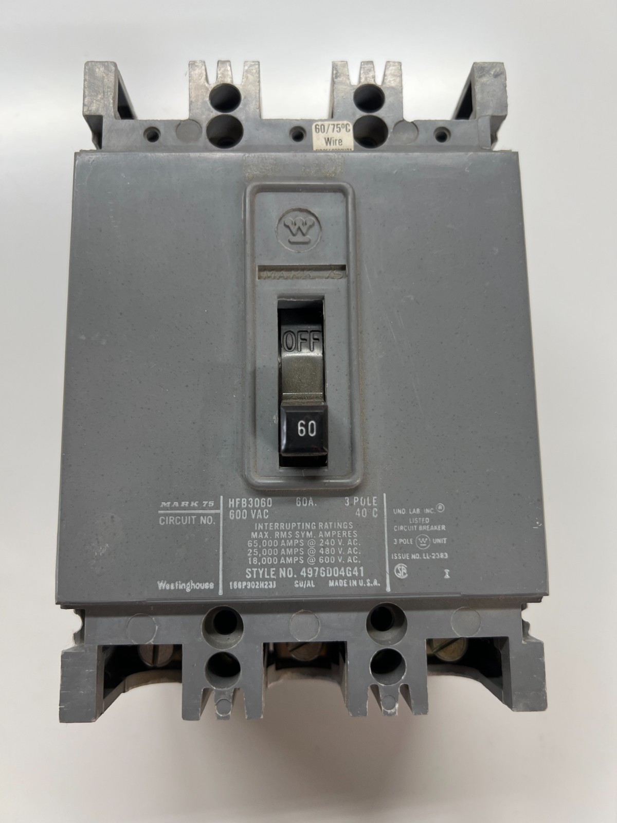Eaton-Cutler Hammer-Westinghouse-CH HFB3060 60A  - Recon 1 Yr Warranty