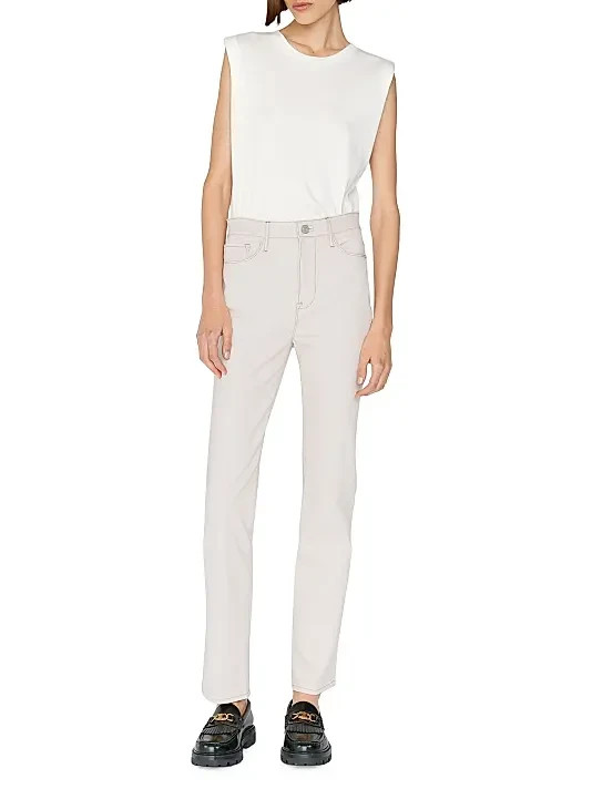 NWT $1,198 FRAME Le Super High Straight Leather Pants in Bone Sz 24 NEW NWT $1,198 FRAME Le Super High Straight Leather Pants in Bone Sz 24 NEW