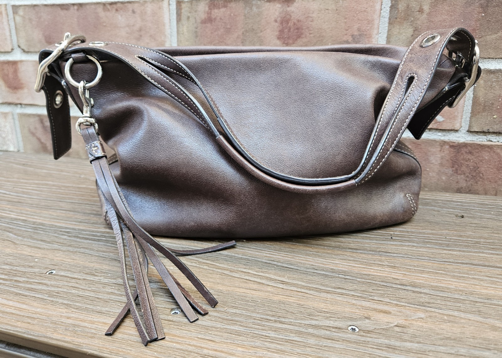 Coach Vintage Y2K- Era East West Legacy Shoulder Bag Brown Leather #F06D-1417
