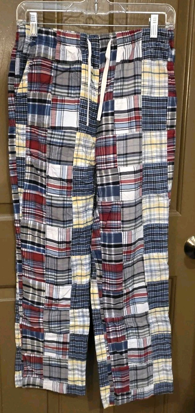 Vtg 90s Orvis Pants Women\'s XS Patchwork Lined Cotton Elastic Waist Pockets 