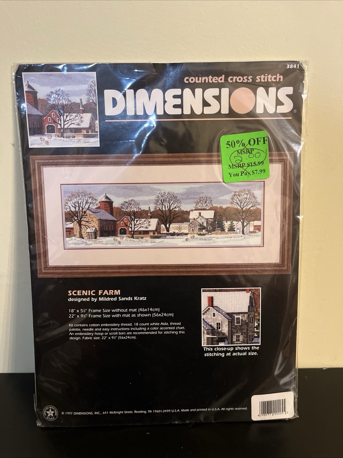 Vtg 1997 Dimensions Counted Cross StitchKit Scenic Farm #3841 New Sealed