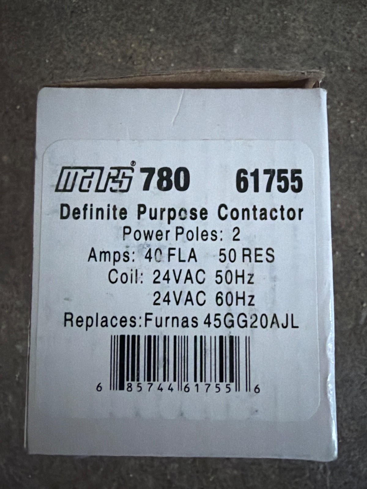 New Mars 780 2 Pole 40A 24V Definite Purpose Contactors 61755, NEW New Mars 780 2 Pole 40A 24V Definite Purpose Contactors 61755, NEW
