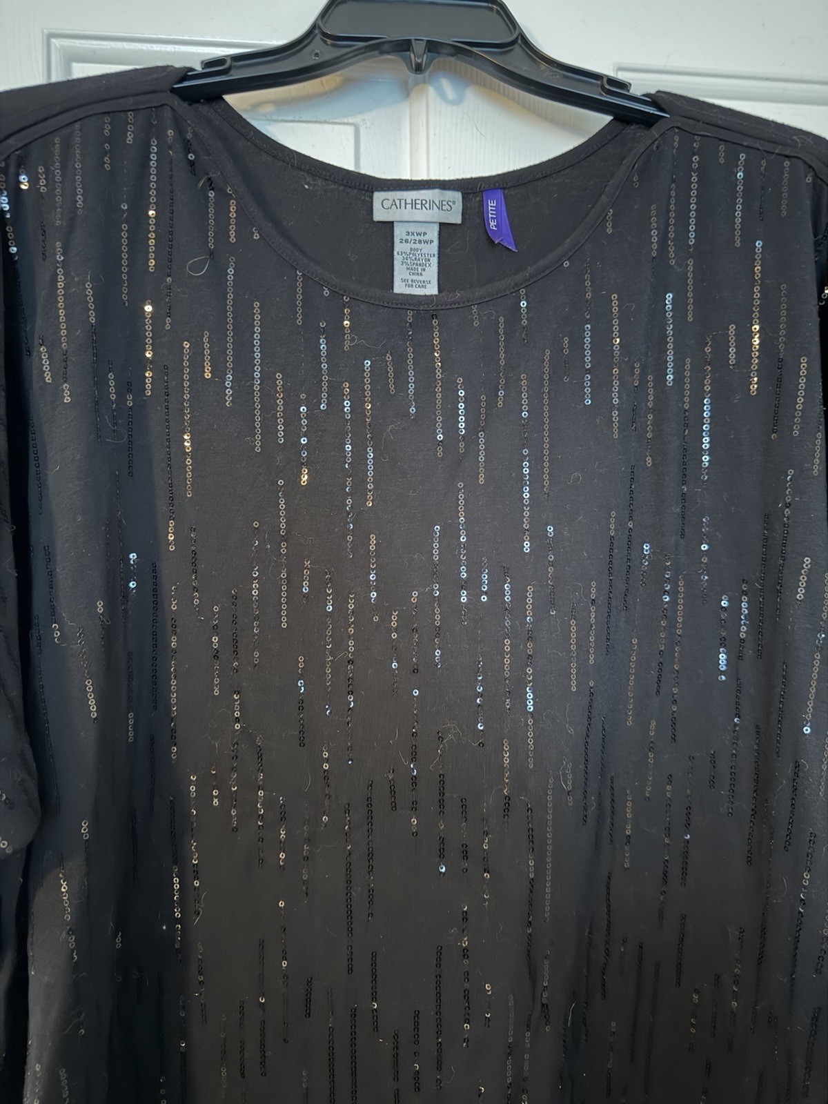 Catherine’s Black Shiny Top Plus Size 3X (26/28) Shirt
