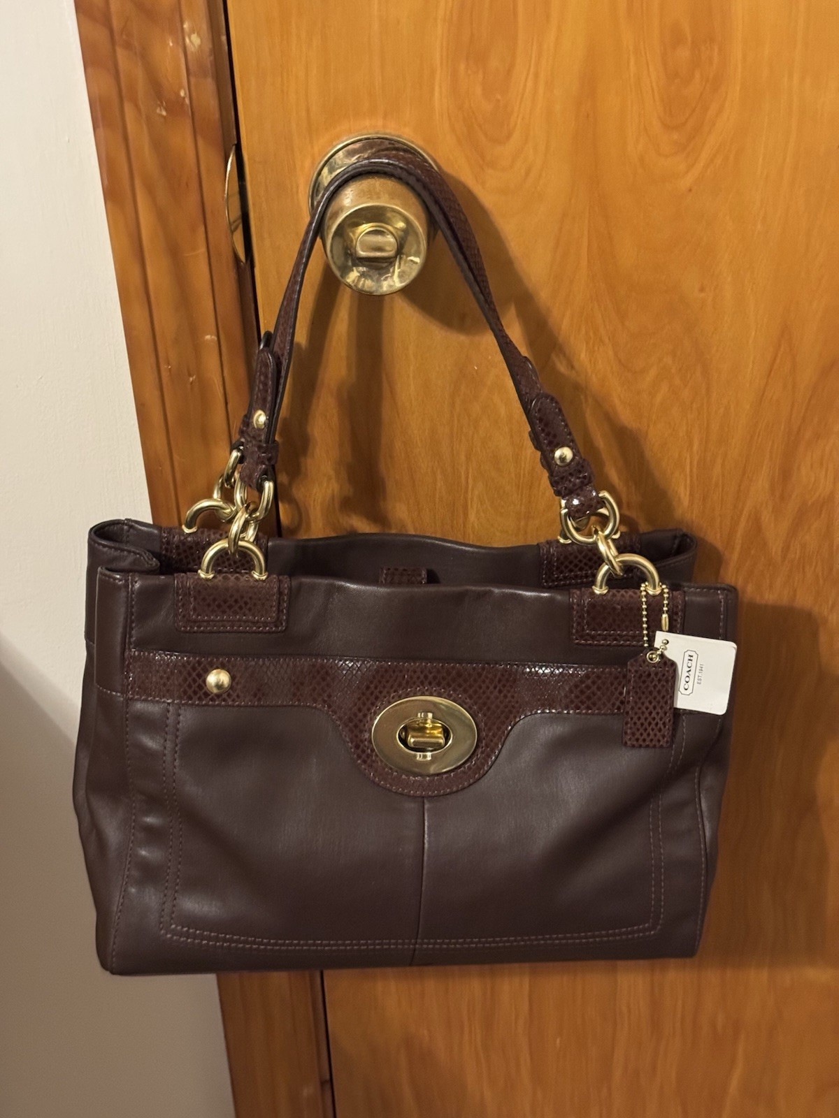 2011 COACH excellent Penelope Carryall Turnlock Luxury Leather bag F16531 Y2K