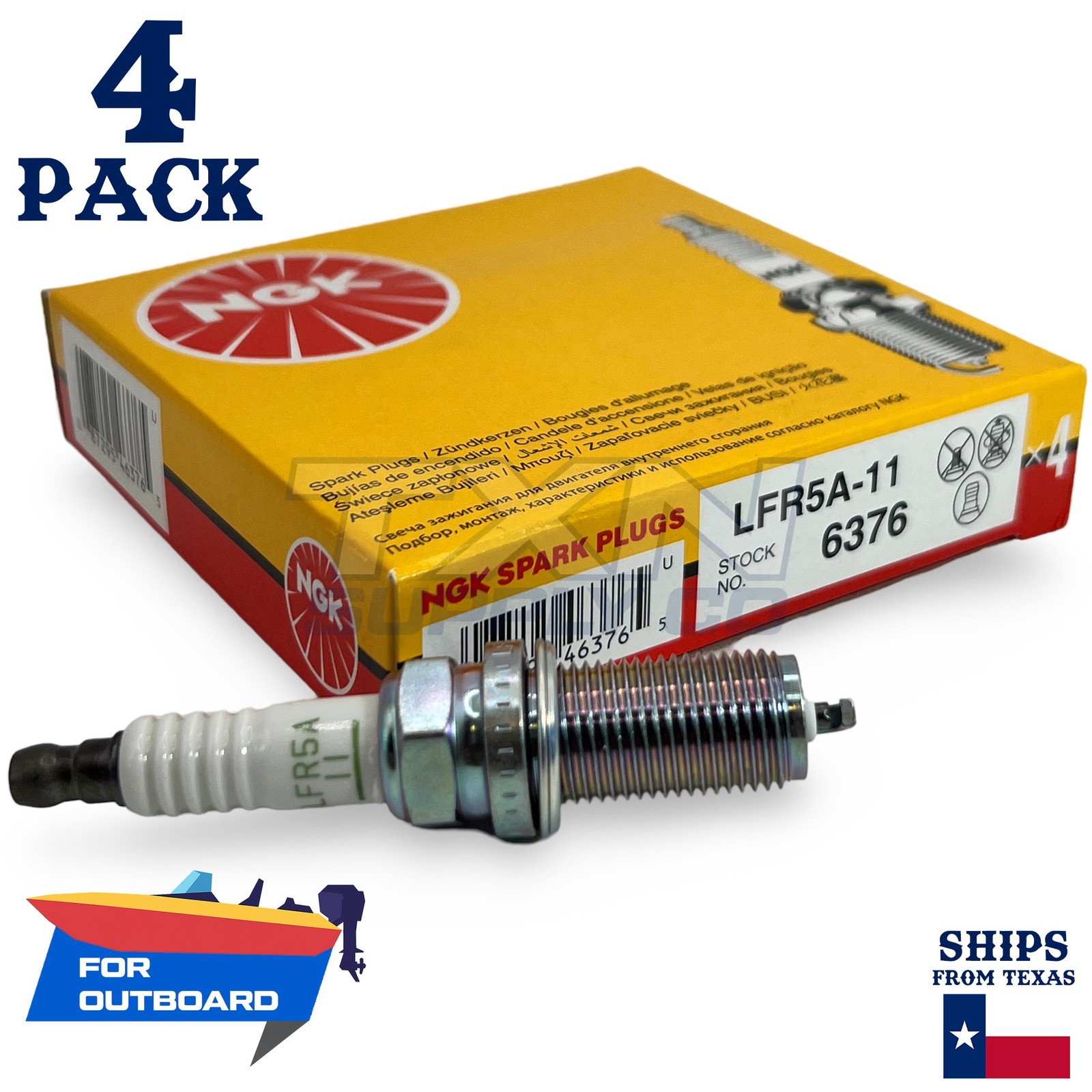 4 NGK Spark Plugs - For Yamaha 200 200HP 2002- Outboard Motor