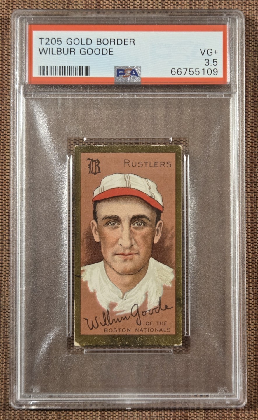 1911 Gold Border T205 Wilbur Goode Cubs Braves Indians Baseball Card PSA 3.5 VG+ 1911 Gold Border T205 Wilbur Goode Cubs Braves Indians Baseball Card PSA 3.5 VG+
