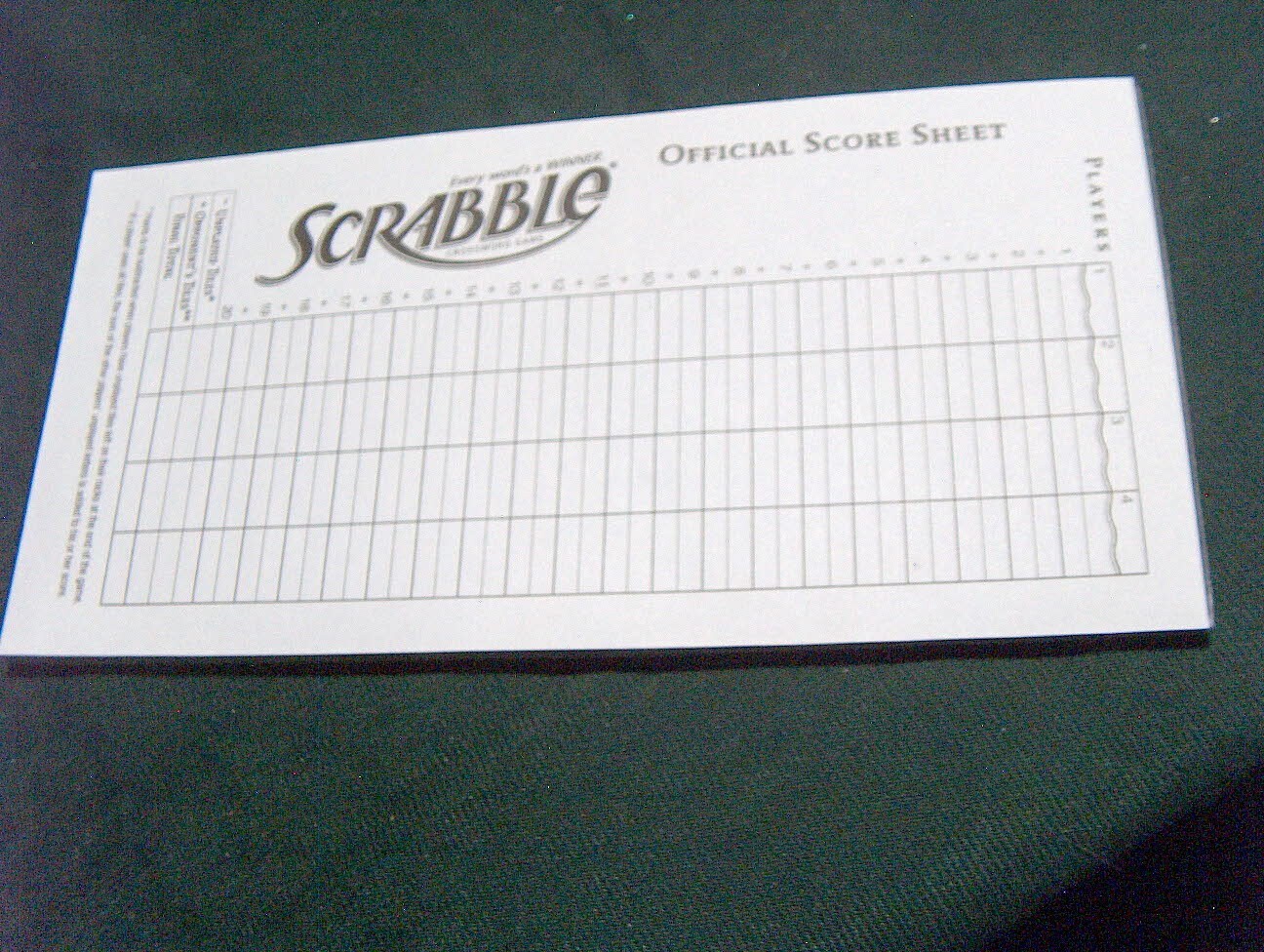 20 SCRABBLE TRAVEL FOLIO EDITION SCORE SHEETS 20 SCRABBLE TRAVEL FOLIO EDITION SCORE SHEETS