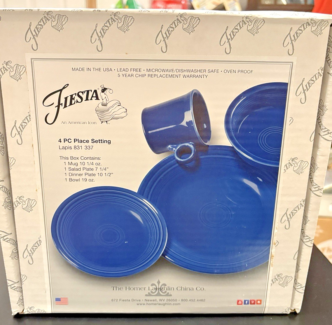 Fiesta® 4-Piece Place Setting | Lapis Fiestaware Salad Dinner Bowl Mug Fiesta® 4-Piece Place Setting | Lapis Fiestaware Salad Dinner Bowl Mug