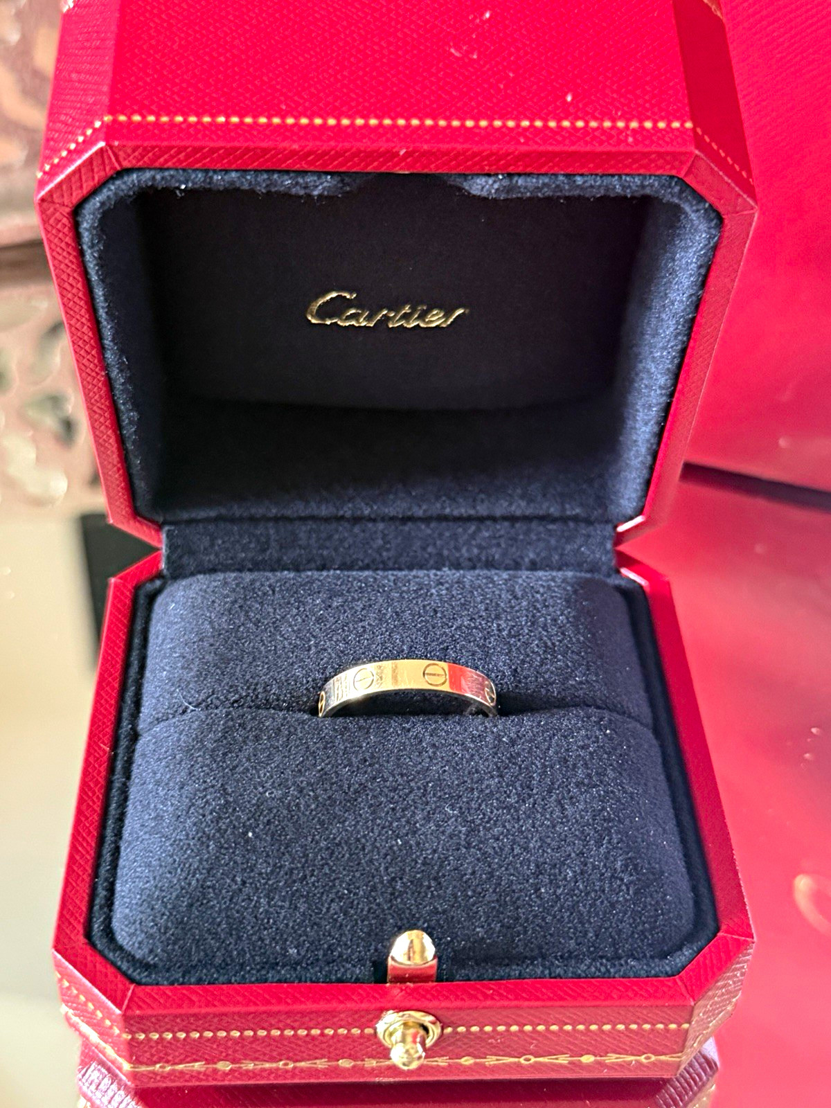 Cartier Love 18K Yellow Gold Band Ring Size 58 3.5mm Engraved Signed