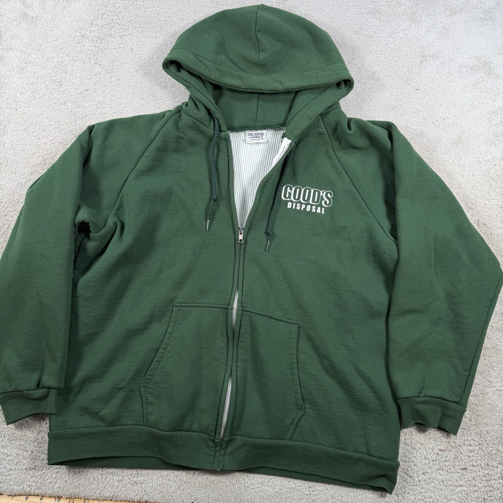 Vintage Camber Hoodie Mens XL Green Chill Buster Thermal Waffle Lined Zip USA