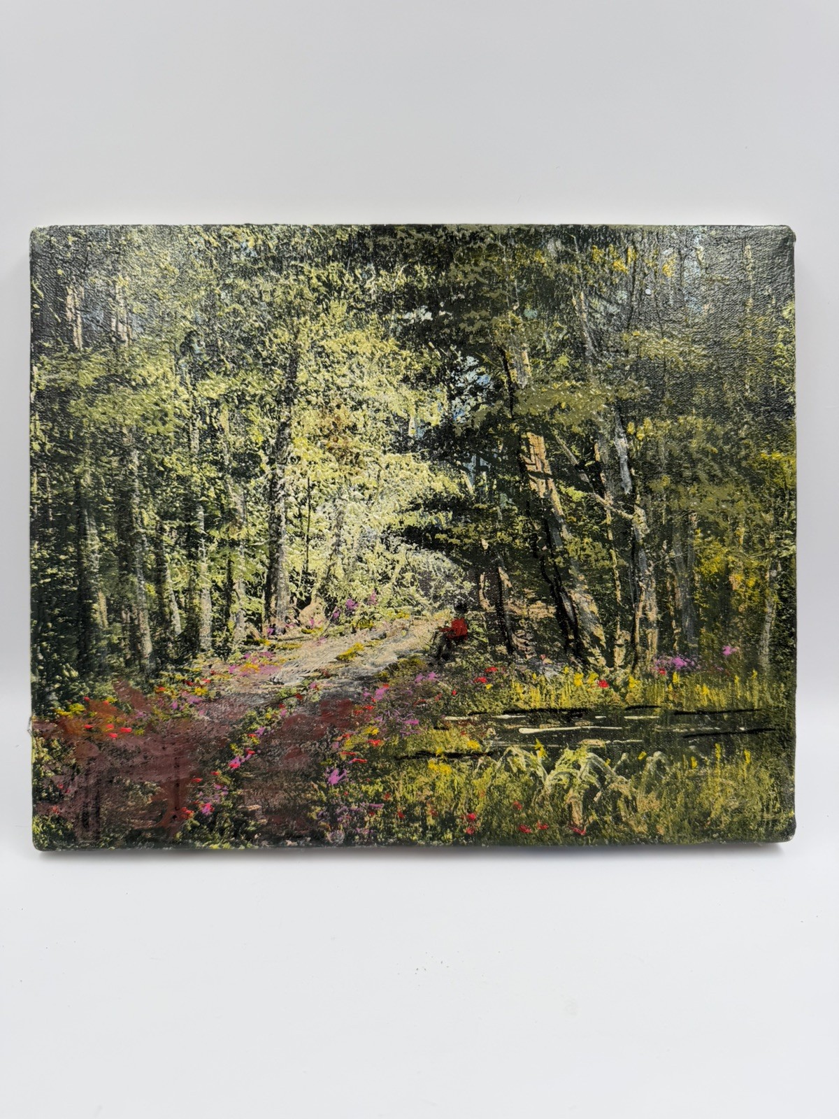 Contemporary Impasto Woodland Path Oil Painting on Canvas