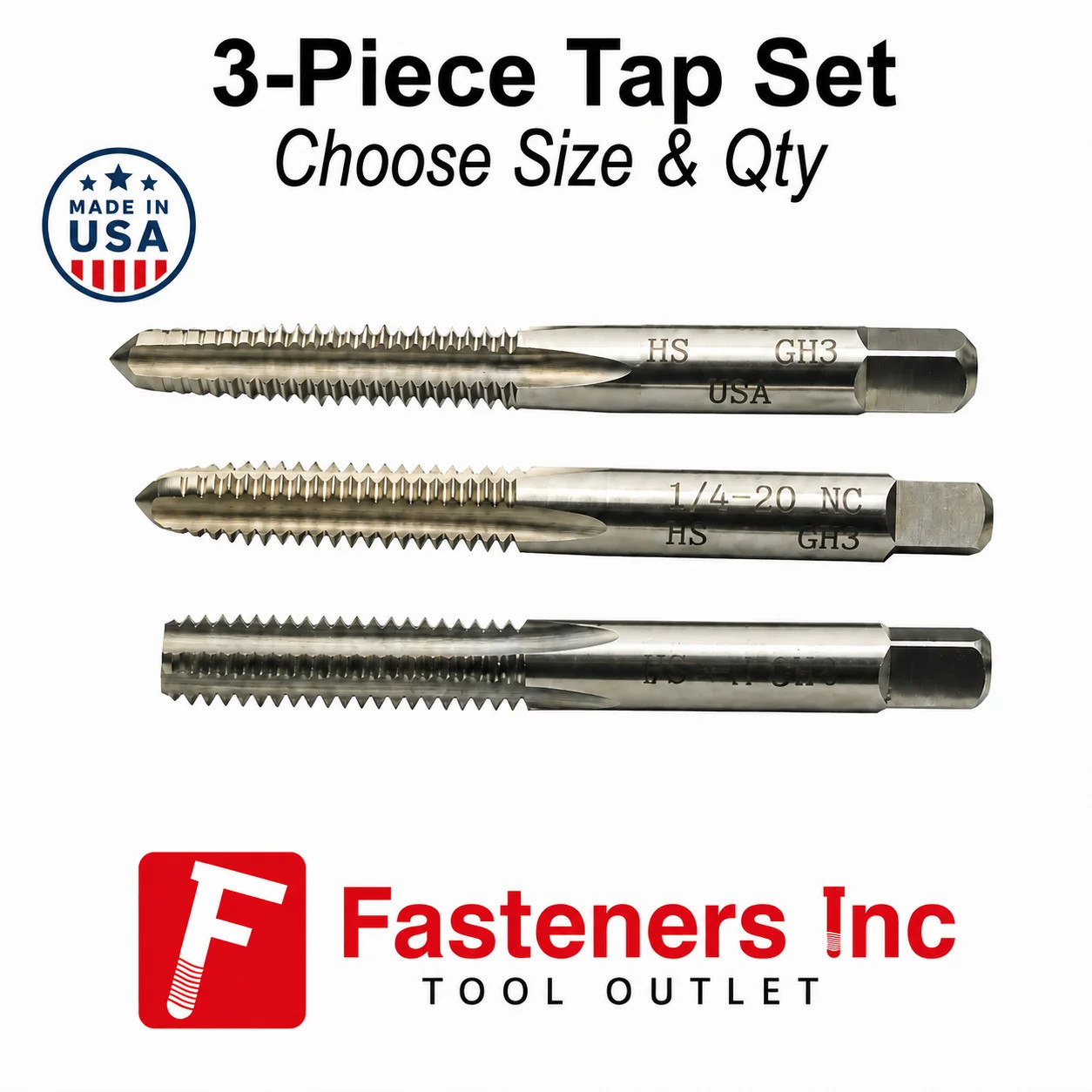 Norseman / Viking Drill 3-PCS USA Tap Sets Taper, Plug & Bottoming Made in USA