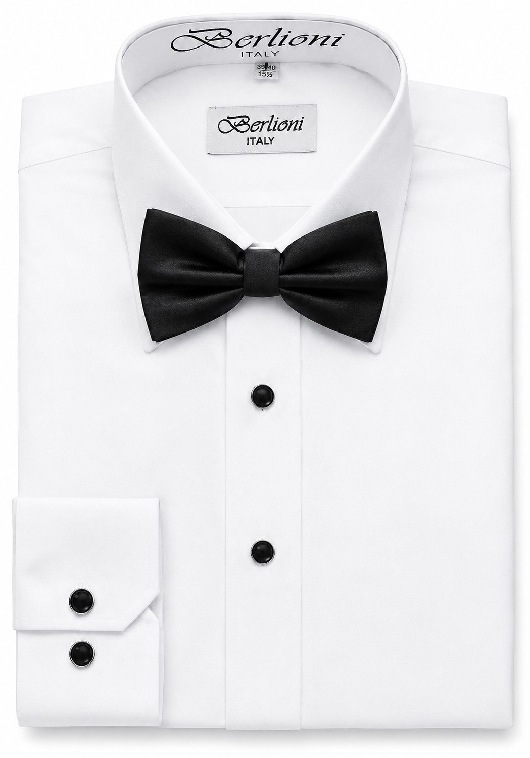 Berlioni Italy Men\'s Premium Formal Tuxedo Shirt With Bow Tie Berlioni Italy Men\'s Premium Formal Tuxedo Shirt With Bow Tie