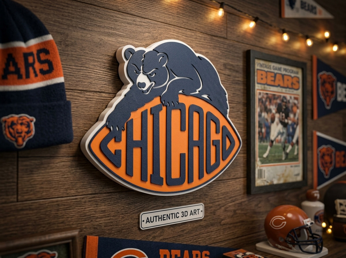 Chicago Bears Vintage NFL 3D Wall Sign Man Cave Decor