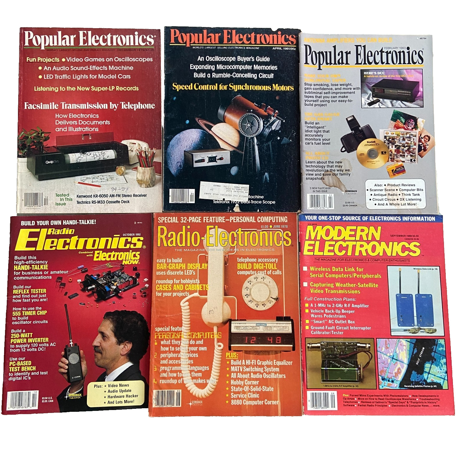 Magazine Lot Popular Electronics Radio Modern 1978 1988 1992 1981 1979 1993 VTG