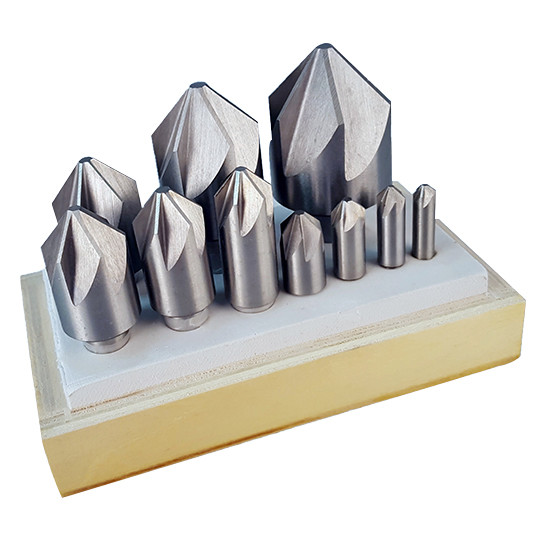 All Industrial 10515 | 10 Pc. 82 Degree HSS 6 Flute Countersink Set 1/4-1-1/2\ All Industrial 10515 | 10 Pc. 82 Degree HSS 6 Flute Countersink Set 1/4-1-1/2\