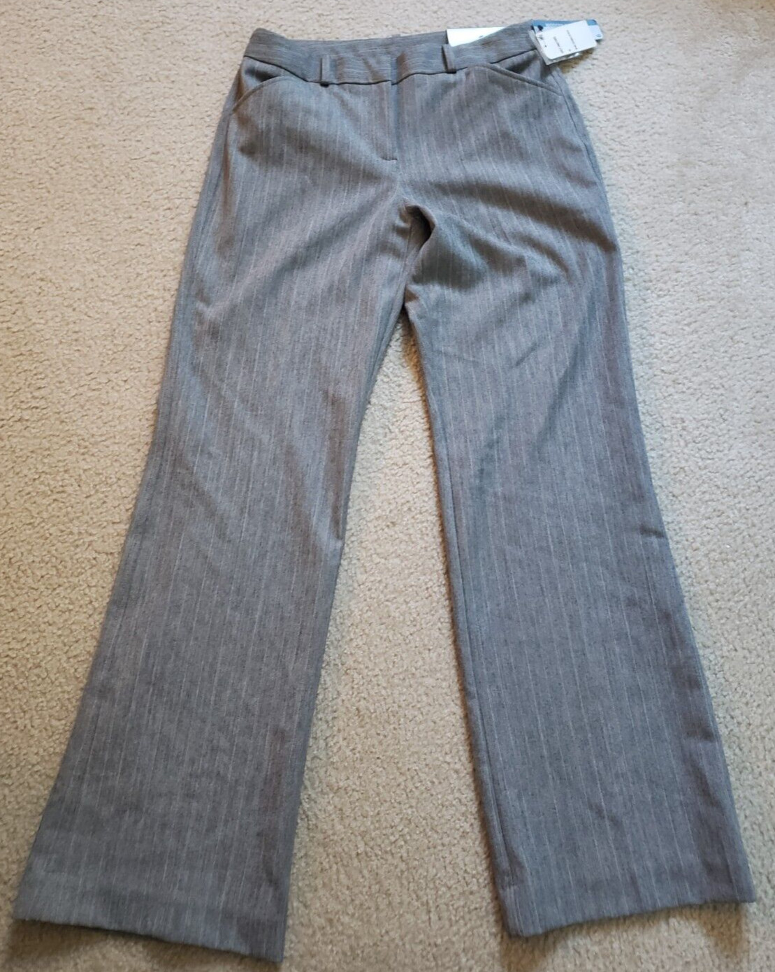NWT Worthington Pants Womens Size 6 Grey Pinstripe Modern Fit Polyester Blend