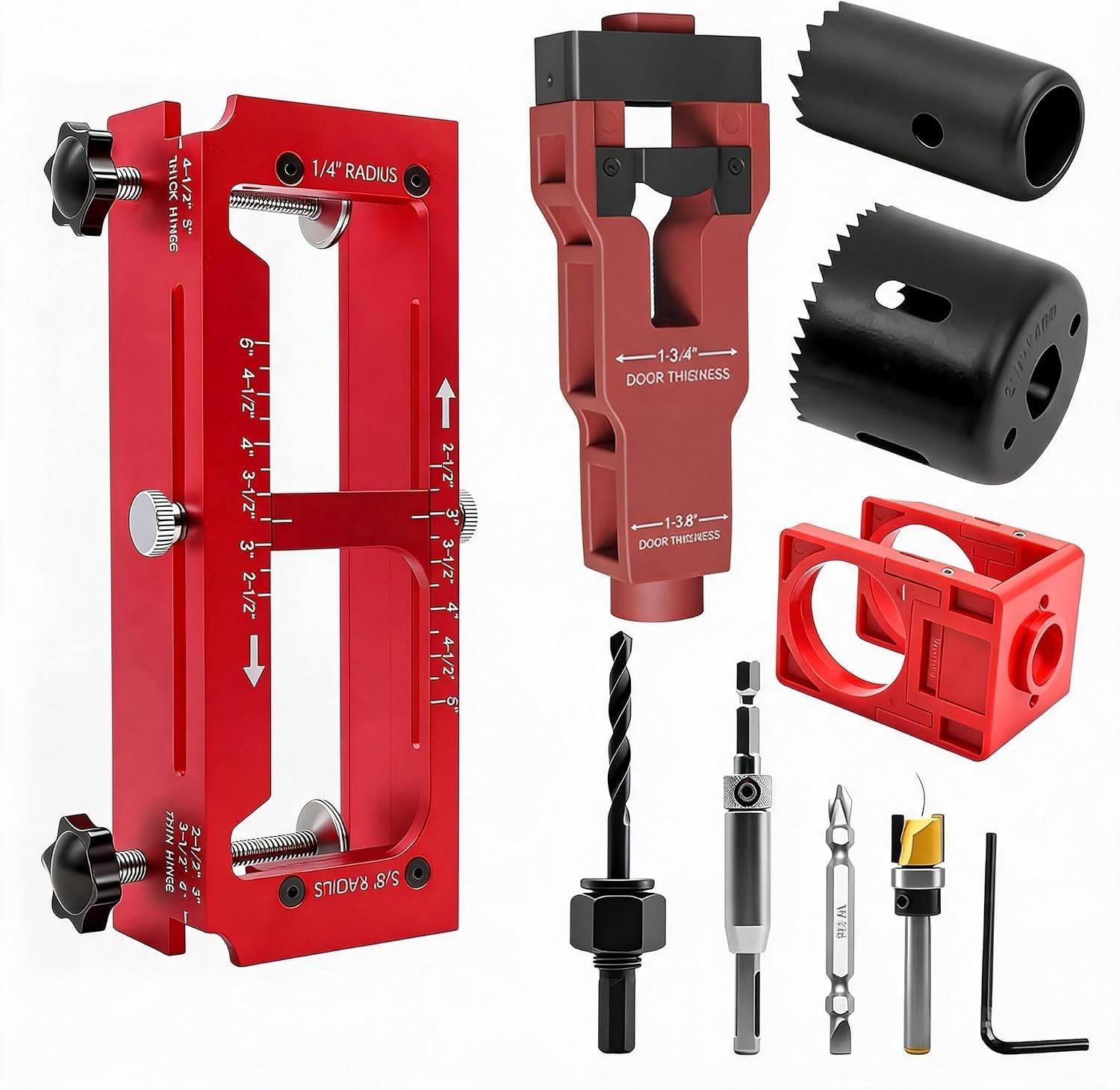 Door Hinge Jig Kit for Router Door Lock Template Tool Adjustable Mortise Jig