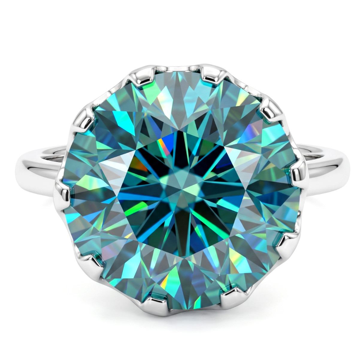 RARE 11.60 Ct Certified Blue Diamond Designer Ring - FREE Diamond Studs
