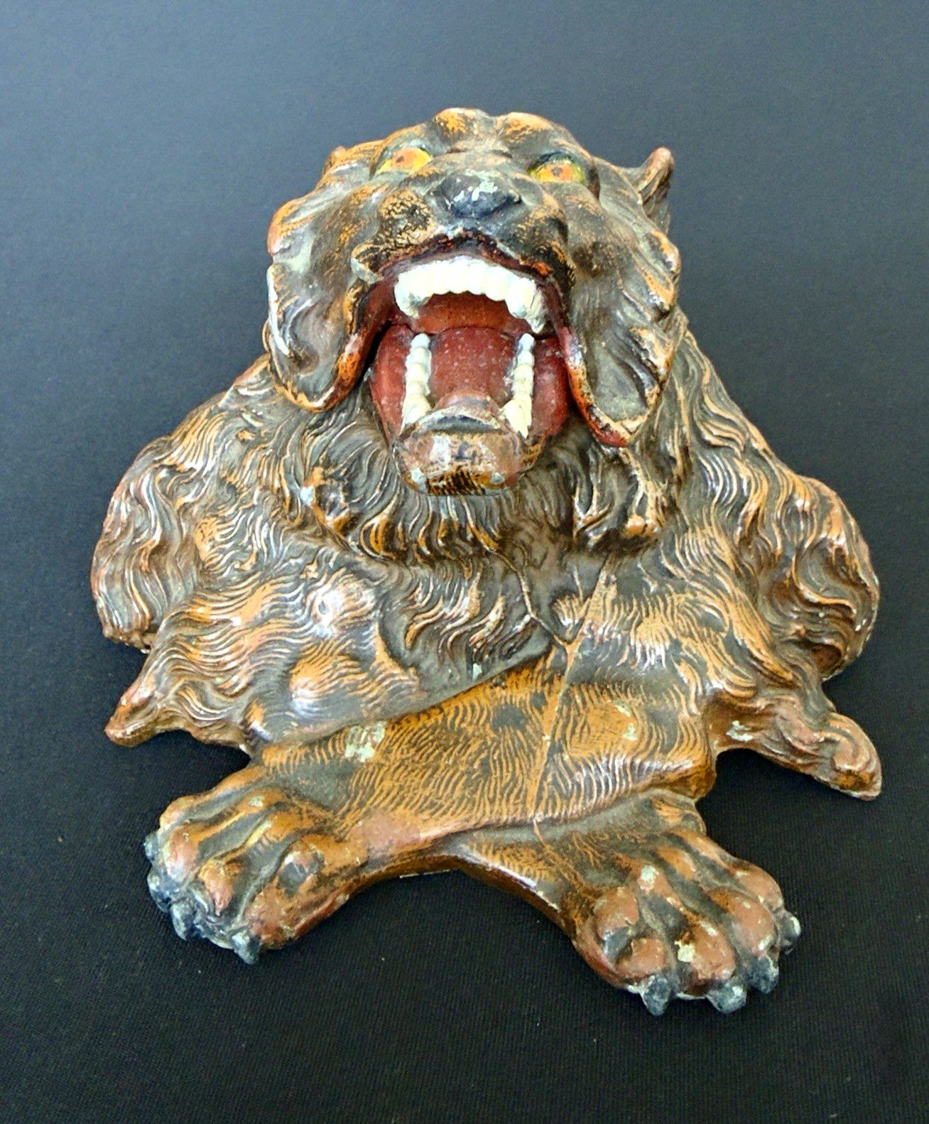 Antique Roaring Lion Cast Metal inkwell Antique Roaring Lion Cast Metal inkwell
