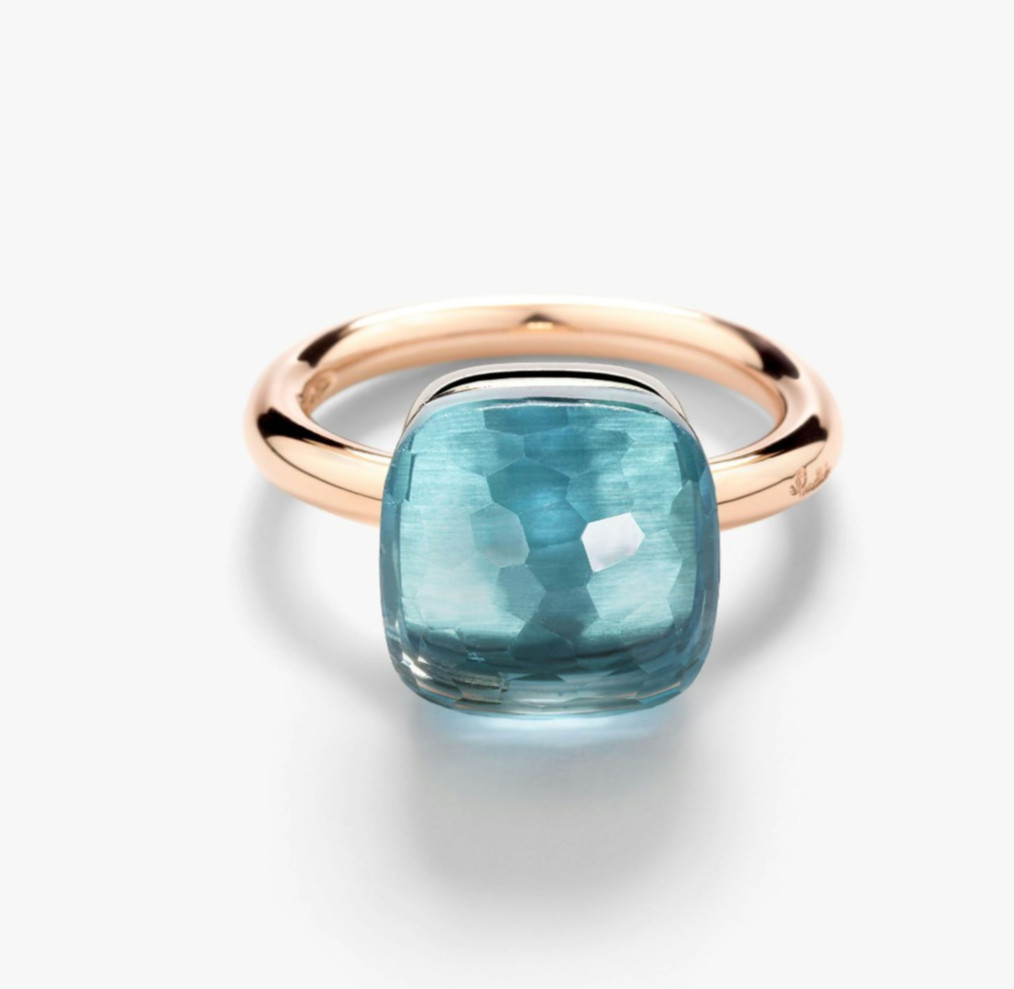 Pomellato Nudo Maxi Natural Sky Blue Topaz Ring,925 Sterling Silver Ring for her
