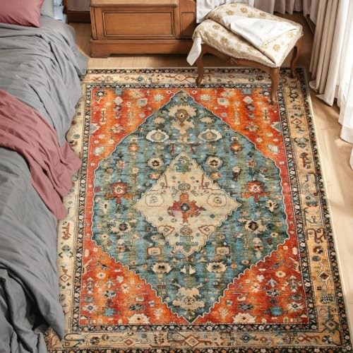 SERISSA 3\' X 5\' Washable Non Slip Boho Area Rug Bedroom - A-011-TRIBAL/MEDAL
