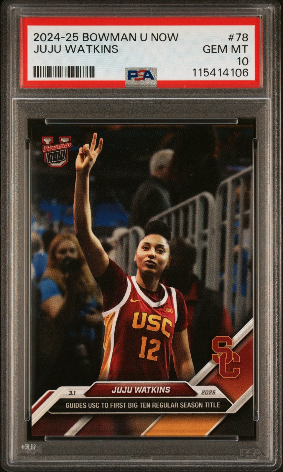Graded 2024 Topps Bowman U Now JuJu Watkins #78 Rookie Card PSA 10 Graded 2024 Topps Bowman U Now JuJu Watkins #78 Rookie Card PSA 10