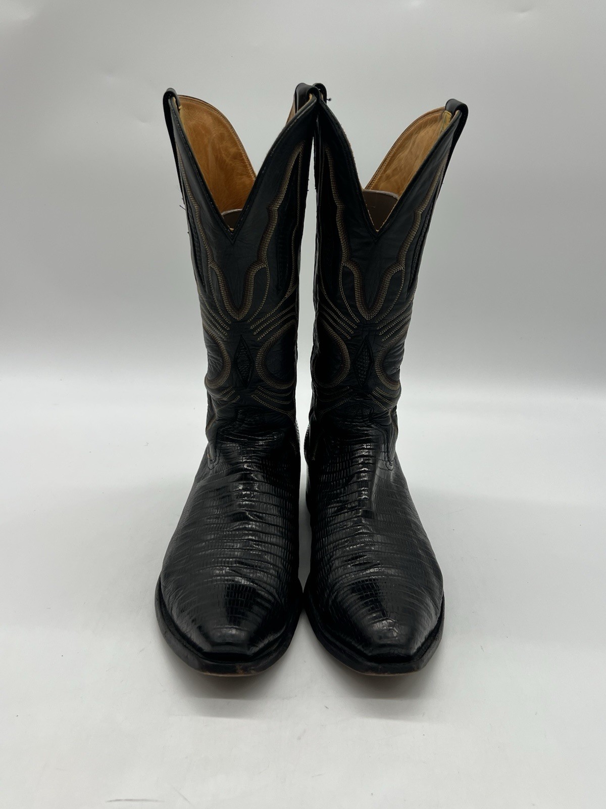 Leddy Vaquero Men’s Size 11D Black Lizard Skin Western Cowboy boots.